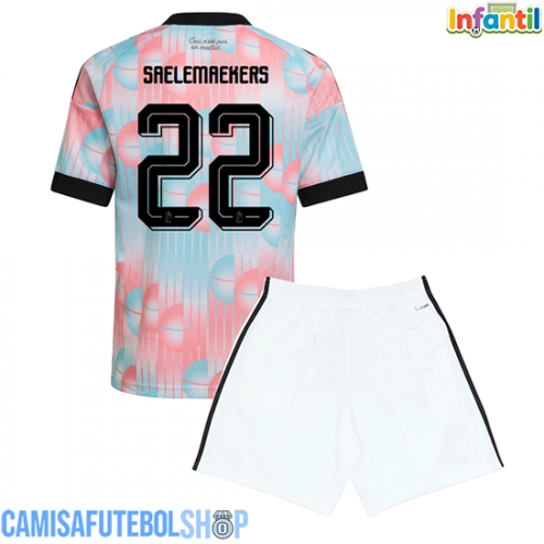 Camisa de time de futebol Bélgica Alexis Saelemaekers #22 Replicas 2º Equipamento Infantil Mundo 2026 Manga Curta (+ Calças curtas)